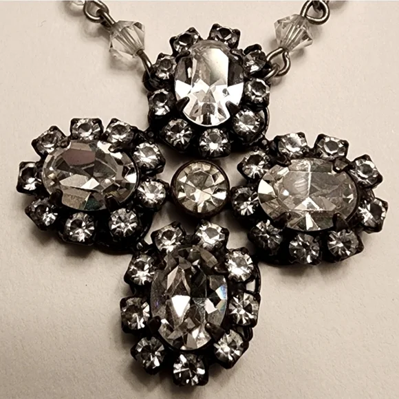 Vtg Liz Palacios Swarovski Crystal Cross Necklace 90s 1990s Rare - Picture 7 of 10